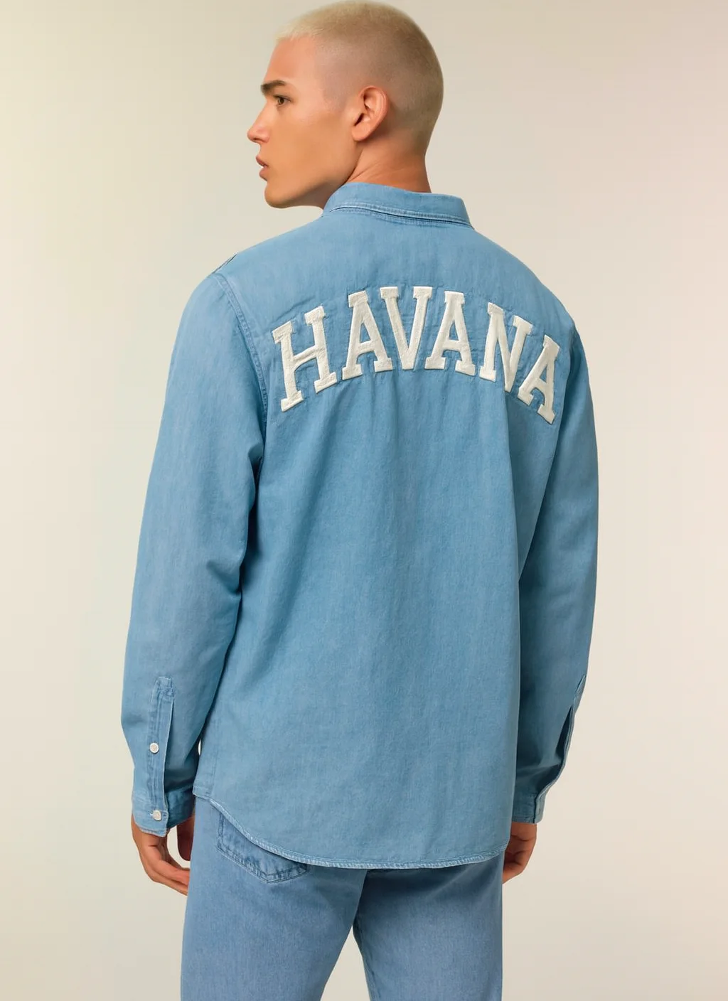 STANLEY DENIM SHIRT con ejemplo de estampado personalizado 2 (diseño ficticio de muestra)